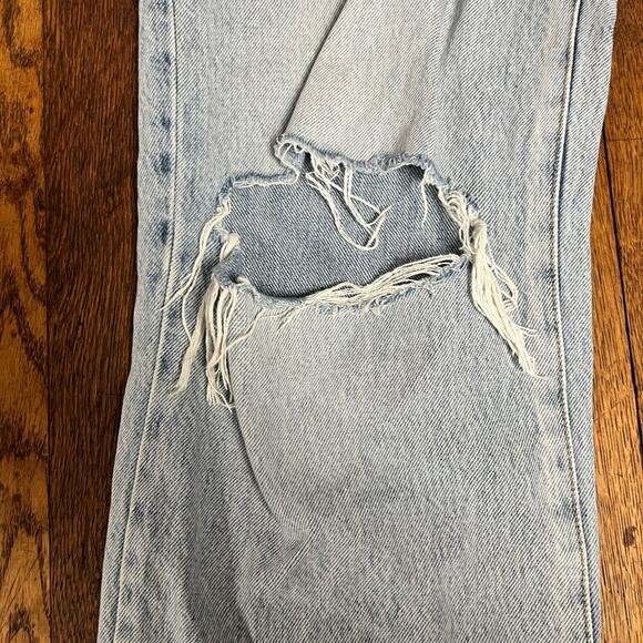 Garage Blue 90’s Straight Leg Jeans with Distressed Detailing - Picture 4 of 13